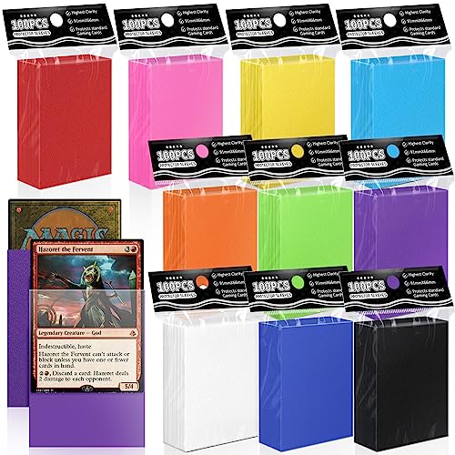 Yellow Card Sleeves Fit for MTG, 300ct Perfect Fit Standard Matte Card Sleeves for Trading Card Sports Card Baseball Card TCG Magic Commander, Sturdy and Nice Shuffling Textured Soft Sleeves