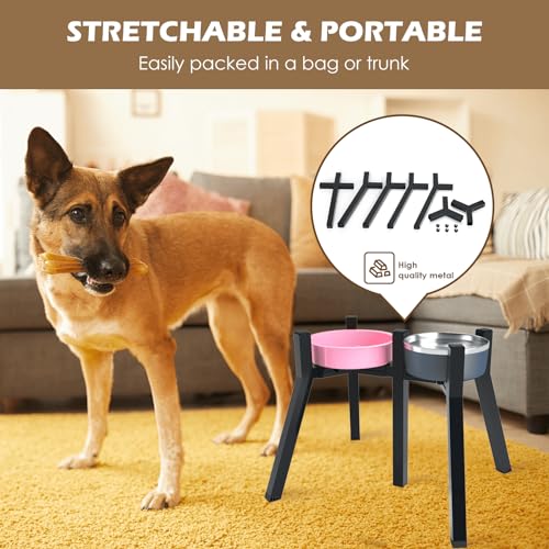 TIDANT Adjustable Raised Dog Bowl Stand for Large & Medium Dogs, 11" Tall Raised Dog Food & Water Bowl Holder, Fits 7-10.6" Wide Bowls, 2-in-1 Design,Elevated Dog Bowl Stand, Bowl Not Included
