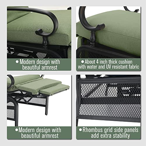 Sophia & William Outdoor Recliner Patio Lounge Chair Adjustable Reclining Chair with Removable Cushion and Metal Frame for Lawn Pool Garden Backyard, Navy