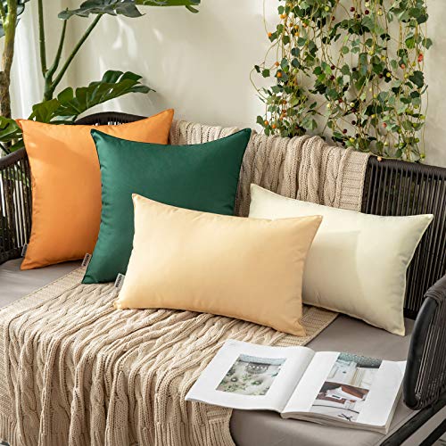 MIULEE Pack of 2 Decorative Outdoor Waterproof Pillow Covers Square Garden Cushion Sham Throw Pillowcase Shell for Spring Patio Tent Couch 16x16 Inch Pale Green