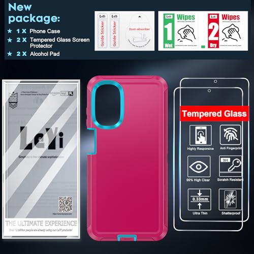 LeYi for Moto G 5G 2022 Case: with 2 PCS Screen Protector, Heavy Duty 3 in 1 Motorola Moto G 5G 2022 Phone Case, Military Grade Shockproof Phone Case Cover for Moto G 5G 2022 (Blue+Rose Red)