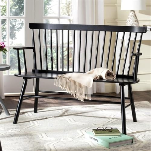 SAFAVIEH American Homes Collection Addison Spindle Back Settee, 0, Black