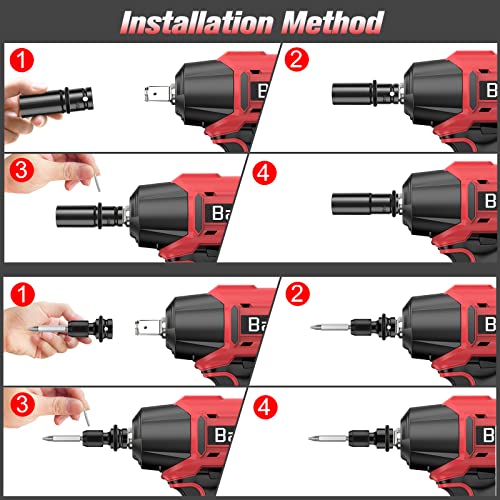 Cordless Impact Wrench 1/2'', Bamse Brushless Power Impact Gun with 2 Batteries, 3200RPM & Max Torque 480 Ft-lbs (650N.m) with 4 Impact Sockets, Electric Impact Driver for Car and Home