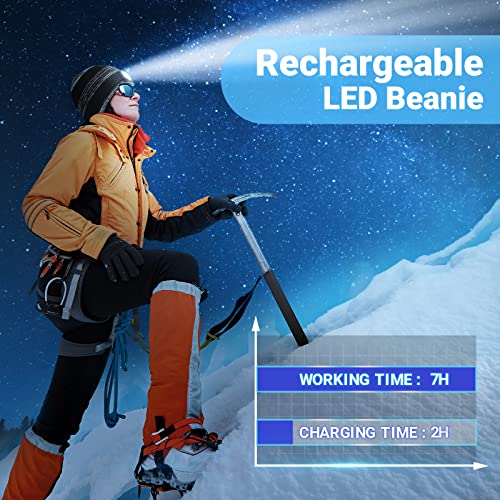TAOCANTAO Beanie with Light Mens Gifts Unique - Stocking Stuffers for Women Men Rechargeable LED Knitted Beanie Hat for Grandpa Dad Him