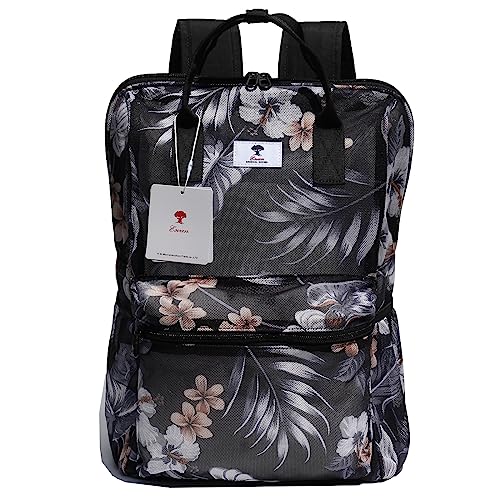 ESVAN Mesh Backpack See Through Bag College Beach Bag Daypack Travel Semi-Transparent Bag for Women and Men (D)