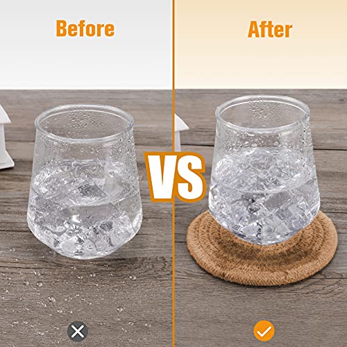 ABenkle 8 Pcs Drink Coasters with Holder, Cotton Woven Absorbent Coasters for Drinks, Minimalist Home Decor Coaster Set for Wooden Tabletop Protection Table, 4 inches