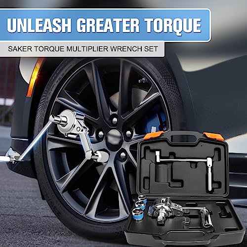 Saker Torque Multiplier Wrench Set-Heavy Duty Labor-Saving Nut Disassembly Tool with 11/16" 3/4”13/16", 17mm/19mm/21mm Sockets Perfect for Loosening Car Tire Lug Nuts