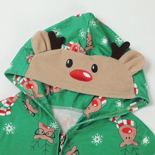 Adisputent Christmas Pajamas for Family Matching Cute Long Sleeve Couples Soft Holiday Sleepwear Funny Christmas Pjs sets Green Reindeer Women XL