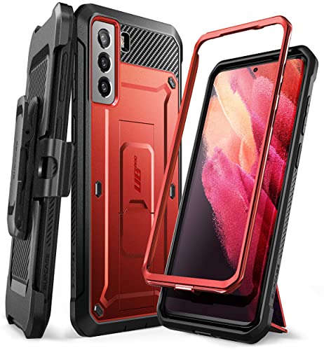 SUPCASE for Samsung Galaxy S21 5G Case with Satnd (Unicorn Beetle Pro), [Built-in Belt Clip] Heavy Duty Shockproof Protective Phone Case Without Built-in Screen Protector for Galaxy S21, Ruddy