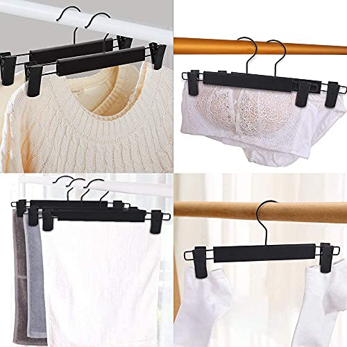 LAMITOCS Pants Hangers with Clips, Skirt Hangers, 360 ° Swivel Hooks Space Saving Hangers for Pants, Skirts, Clothes, Jeans (10Pack, Black)