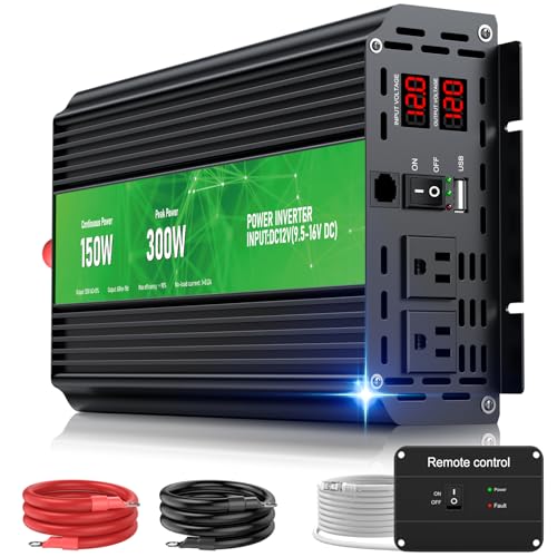3000W Power Inverter,Peak Power 6000W 12V DC to AC 110V120V,Remote Control with 2AC Outlets and 2.4USB Port,LCD Display for Power Converter,Outdoor Activities,Emergency,Vehicles Truck RV Solar System
