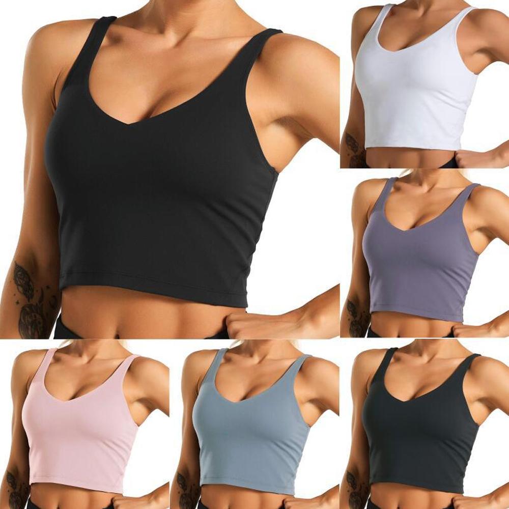 Fitness Sports Bra Longline Padded Tank Top Exercise Workout Women