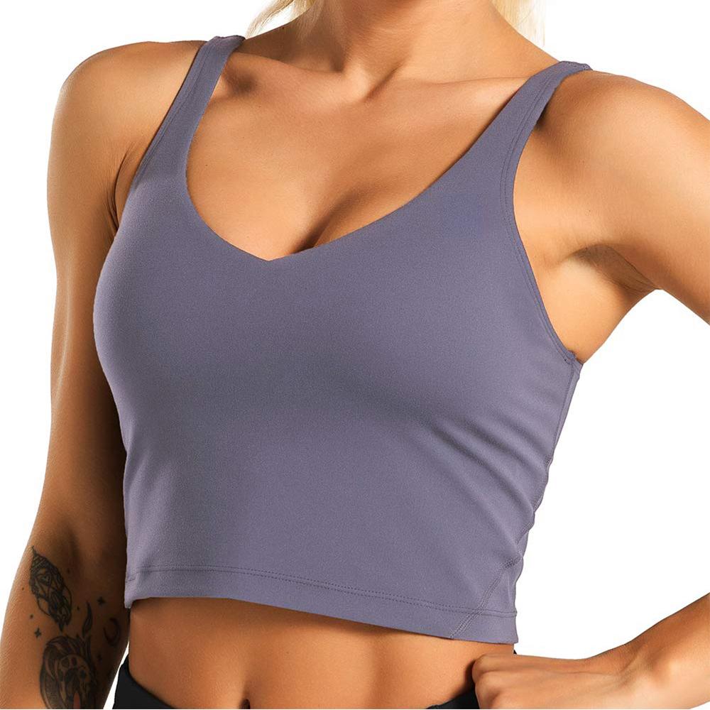 Fitness Sports Bra Longline Padded Tank Top Exercise Workout Women