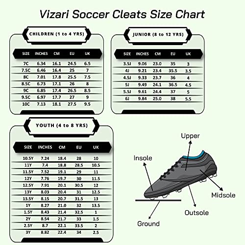 Vizari Santos Firm Ground Soccer Cleats - Durable, Lightweight & Water-Resistant - Adult Soccer Cleats with Adjustable Straps - Womens & Mens Soccer Cleats with Round Studs for Maximum Traction Green