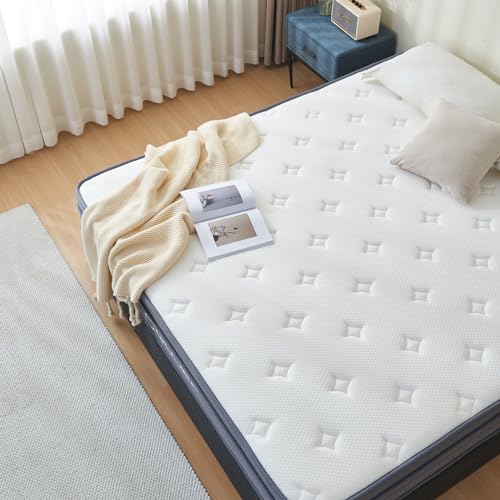 Gojef Twin Mattress, 10 Inch Twin Size Hybrid Mattress in a Box Memory Foam with Independent Spring, Soft and Comfortable Medium Firm Mattress, Pressure Relief, CertiPUR-US Certified