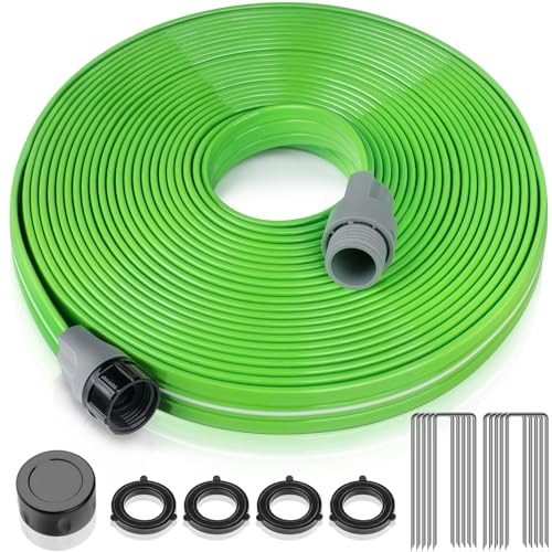 LAVEVE Sprinkler Hose for Yard 15 FT, Garden Soaker Hose with Stakes, Heavy Duty Water Hose Sprinklers for Lawns, Drip Hose Irrigation Tubing