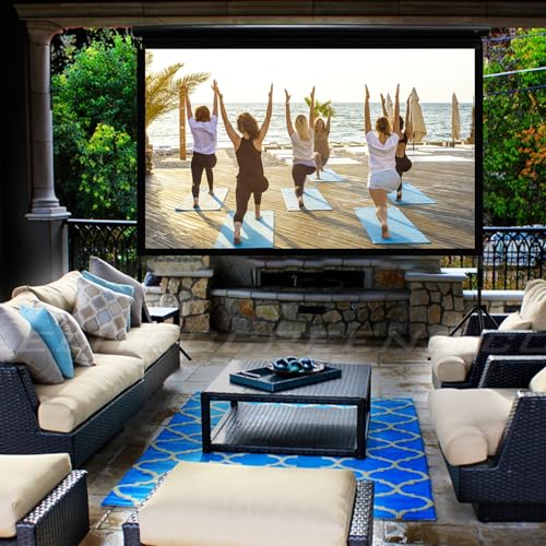 Projector Screen with Stand, Towond 84 inch Outdoor Projector Screen Portable Indoor Projection Screen 16:9 4K Rear Front Movie Screen with Carry Bag for Home Backyard Theater