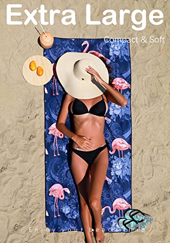 6 Pack Microfiber Lightweight Beach Towel Sand Free Quick Dry Absorbent Thin Compact Towels for Swimming Pool Camping Beach Accessories Large Easy Pack Travel Things for Vacation Essentials Gift