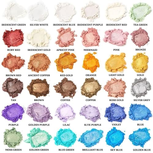 Smalltongue Mica Powder for Epoxy Resin, 36 Colors, 0.35 oz(10g) Bottles Mica Glitter Powder, Mica Pigment Powder for Lip Gloss, Soap Making, Bath Bomb, Art Crafts, Resin Dye, Nails