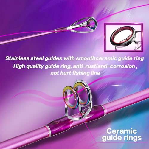 Sougayilang Casting Rod Reel Combos,Colorful Two Pieces Casting Pole with Smooth Strong Reel Available for Freshwater Saltwater (Left Hand)