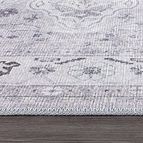 Rugshop Transitional Medallion Stain Resistant Flat Weave Eco Friendly Premium Recycled Machine Washable Area Rug 2'1"x3' Gray