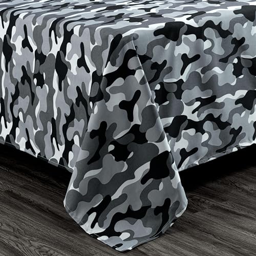 Chezmoi Collection Military Camo 3-Piece Sheet Set - Camouflage Black Gray Printed Microfiber Soft Breathable Deep Pocket Sheets and Pillowcases Set, Twin Size