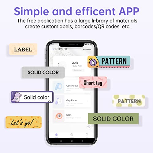 PRT QUTIE Label Makers Machine with Tape, Wireless Built-in Cutter + Multiple Templates Fonts Icon, Portable Bluetooth Label Printer for Home, Office, Business & Organization, Green