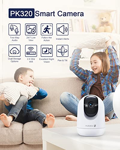 Indoor Security Camera 2K, Pet Camera with Phone App, WiFi Cameras for Home Security Camera for Dog/ Baby Monitor/Elder Pan Tilt, 2.4G, 24/7, 2-Way Talk, Human Detection, Motion Tracking, Cloud