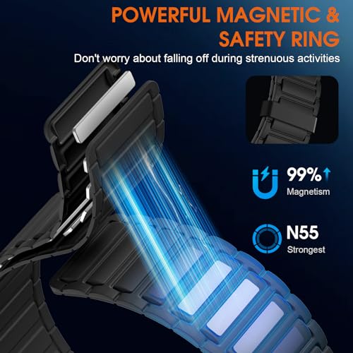 Witzon Magnetic Band Compatible with Apple Watch 40mm 41mm 38mm 42mm 46mm 45mm 44mm Bands for Women Men, Sport Silicone Strap Strong Magnet Link Wristband for iWatch Series 10 9 8 7 6 5 4 3 SE Ultra 2