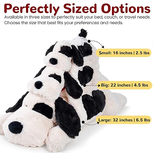 meowtastic Black & White Dog Weighted Stuffed Animals - 22 Inch 4.5 Pounds Weighted Plush Dog Stuffed Animals - Big Stuffed Dog Plush Pillow - Cute Plush Toys Gifts for Kids & Adults (22" 4.5 lbs)