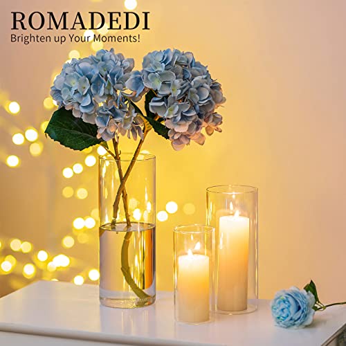 Romadedi Hurricane Glass Candle Holders - Set of 6 Clear Cylinder Vases for Centerpieces Flowers Pillar Candles Floating Votive Wedding Table 6''/7.8''/10'' High