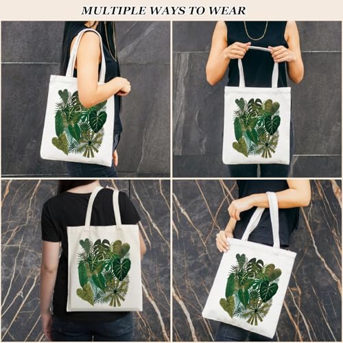 Nioobager Canvas Tote Bag for Women with Inner Pocket, Aesthetic Shoulder Book Bags Gift Totes Shopping Reusable Grocery Bags