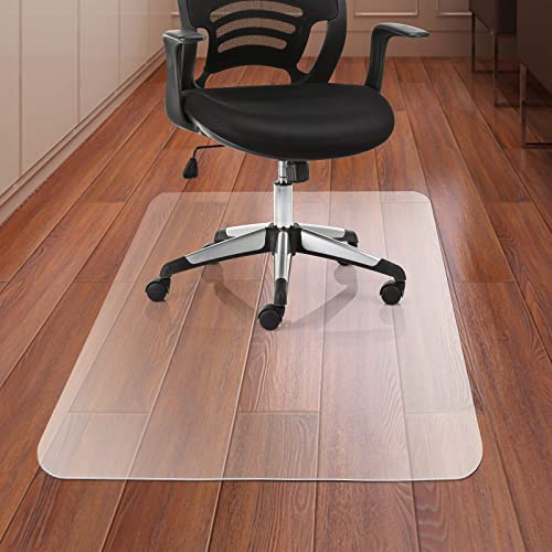 Kuyal Office Chair Mat for Hardwood Floor, 30'' x 48'' Rectangle Transparent Desk Thick Durable Chair Mat for Rolling Chairs, Easy Glide, Floor-Protector