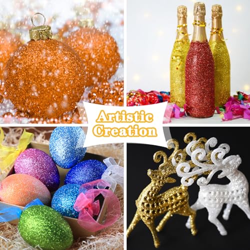 WOOGLITTER Extra Fine Glitter for Resin, Set of 12 Colors Glitter Powder for Art Crafts Tumbler Scrapbook Jewelry Making, Assorted Body Face Hair Glitter Bulk, 15g/ Bottle, 180g in Total