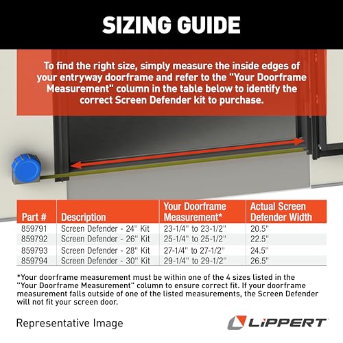 Lippert Components 859791 Screen Defender RV Entry Door Aluminum Screen Protector, 24-inch Door (20.5" Screen Kit)