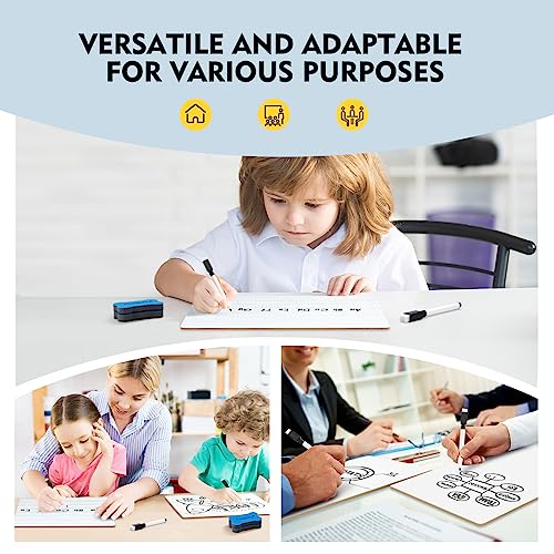 Magicfly Small White Board Grid Whiteboard Dry Erase Boards XY Axis Graph 9"x12", 16 Pack Mini Math Whiteboard Portable for Students Classroom Teachers School Supplies with 20 Pens and 16 Erasers