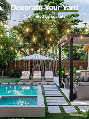 addlon 54FT(48+6) Solar String Lights Outdoor Waterproof with USB Port & Remote Control Dimmable Solar Patio Lights IP65 Solar Powered Edison LED Bulbs for Outside Bistro Camping