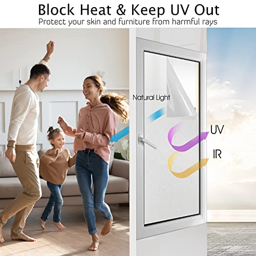 HIDBEA One Way Privacy Window Film, Daytime Mirror Reflective Heat Control UV Sun Blocking Non-Adhesive Static Cling Window Tint for Home and Office (Brown-Silver, 29.5 Inch x 6.5 Feet)