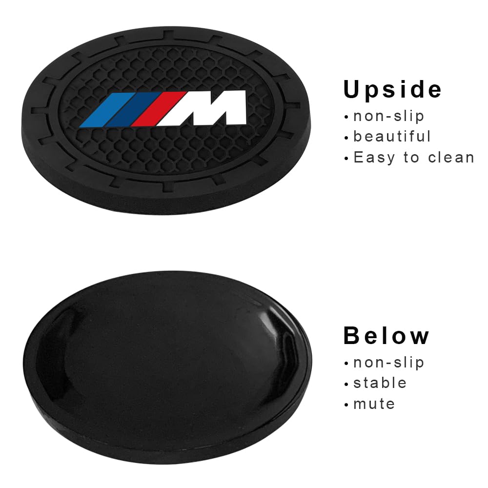 Generic 2 Pcs Black Car Cup Holder Coasters Compatible with BMW M M2 M4 M5 M6 M8 X1 X2 X3 X5 X6 M135i M240i Z4 328i X7 Car Interior Silicone Non-Slip Accessories (2.75 Inch)