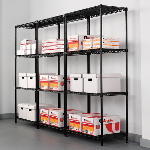 Alera ALE Industrial Heavy-Duty Wire Shelving Starter Kit, 4-Shelf, 36w x 24d x 72h, Black