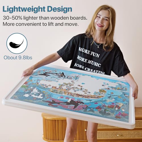 Playboda 1500 Pieces Rotating Plastic Puzzle Board with Drawers and Cover, 35"x27" Portable Jigsaw Puzzle Table for Adults, Lazy Susan Spinning Puzzle Boards (Patent Design)