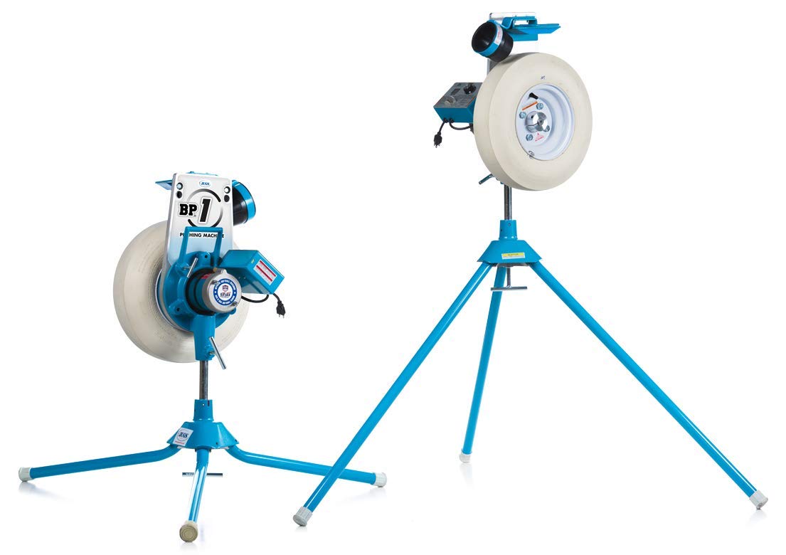 Jugs BP1 Baseball/Softball Combo Pitching Machine — Throws Baseballs or softballs up to 70 mph. Set up for Baseball or Softball, This Machine Throws from a Realistic delivery Height.