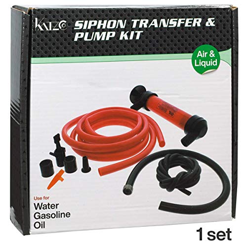 Katzco Liquid Transfer, Siphon Hand Pump - 2 Hoses, 50 x .5 Inches - for Gas, Oil, Air, Chemical Insecticides, and Other Fluids (Plastic, PVC)