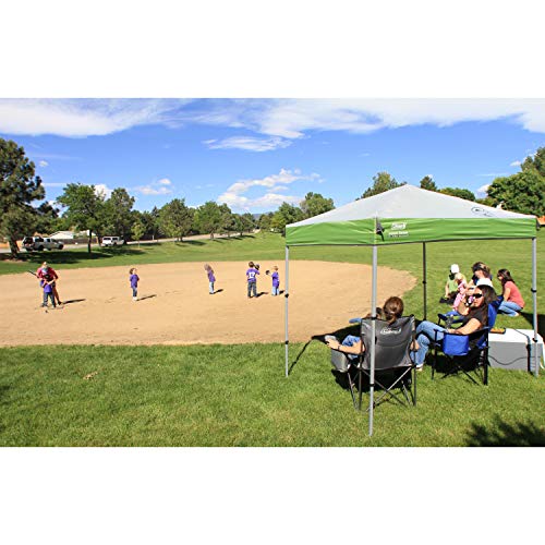 Coleman Canopy Sun Shelter Sets Up in 3 Mins, Mesh Quad Camping Chair with Cup Holder, Carry Bag; UPF 50+ Protection