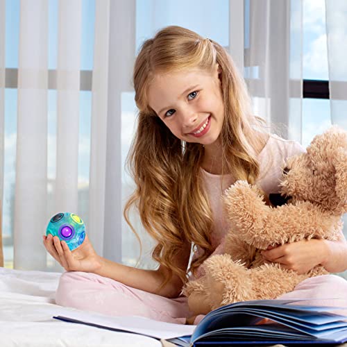 Vdealen Magic Rainbow Puzzle Ball, Fidget Ball Puzzle Brain Teaser Fidget Toy for Boys & Girls- Birthday Party Easter Valentines Day Christmas Stocking Stuffers for Kids Teen & Adults(Blue)