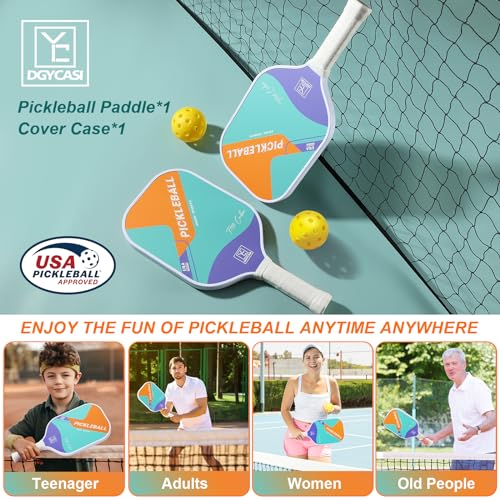 YC DGYCASI 16mm Pickleball Paddles Professional, USAPA Approved, T700 Carbon Fiber Pickleball Paddle Thermoformed, High Grit & Spin, 5.5” Elongated Handle, Handle Girth 4.25”, 8.3oz, with Cover Case