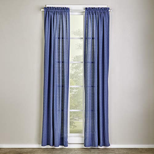 SKL Home Hopscotch Window Curtain, 36" (L) Tier Pair, Denim