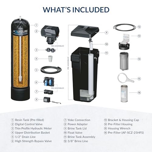 Aquasure Harmony Series 30,000 Grains Whole House Water Softener with High Performance Automatic Digital Metered Control Head | Reduces Hardness and Improves Water Quality | for 1-2 bathrooms