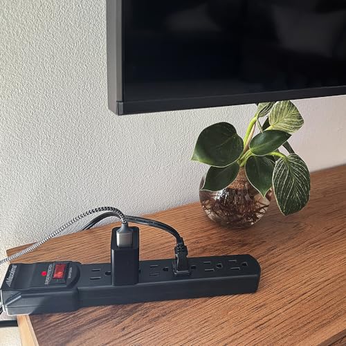 Maxxima 4-Pack 6 Outlet Power Strip Surge Protector - 300 Joules, Features Red On/Off Switch, Powers Multiple Electronics and Devices Simultaneously, Perfect for Home Appliances - Black