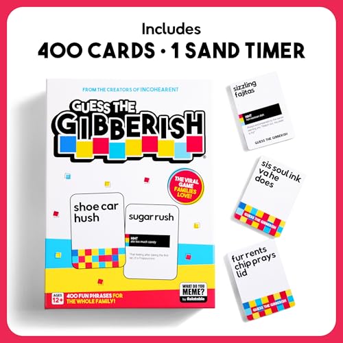 Guess The Gibberish Card Game for Families by Relatable - From The Creators of Incohereant, Christmas Games for Family Party, Funny Hanukkah Gifts for Kids 12+, Includes 400 Cards & Sand Timer